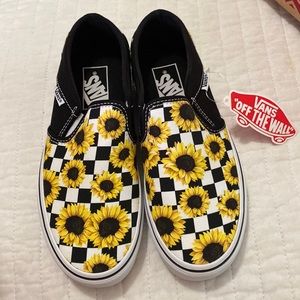 VANS sunflower checker slip on sneakers